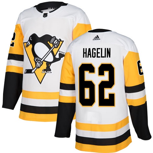 Adidas Men Pittsburgh Penguins #62 Carl Hagelin White Road Authentic Stitched NHL Jersey